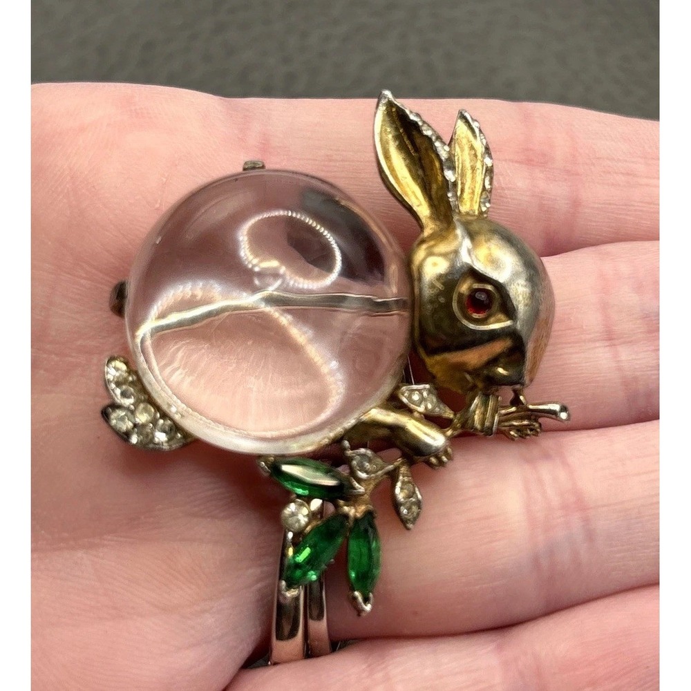 Trifari Alfred Philippe Jelly Belly Vermeil Sterling Rabbit Brooch Book Piece